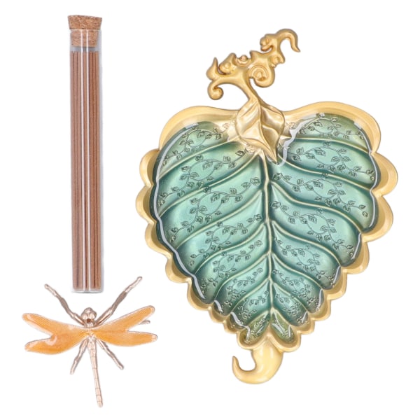 Suitsuketeline Bodhi Leaf Suitsukkeella koristeltu lautanen olohuoneen sisustukseen Gift Bodhi Leaf Gold 037