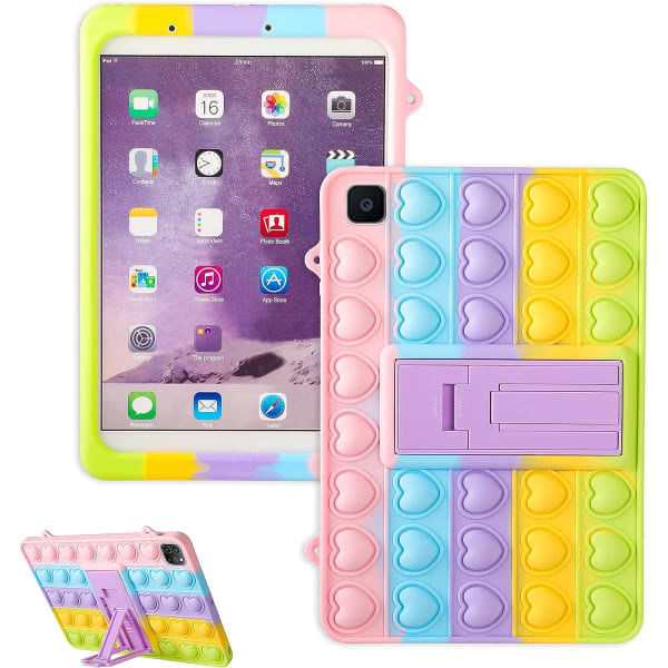 Farverigt Hjerte Cover til Samsung Galaxy TabA 10.1  \" Etui 2019 SM-T510/T515 Tegneserie Sjovt Kawaii Sødt Silikone Sjovt Beskyttelse Mode Unik Fidget til ...