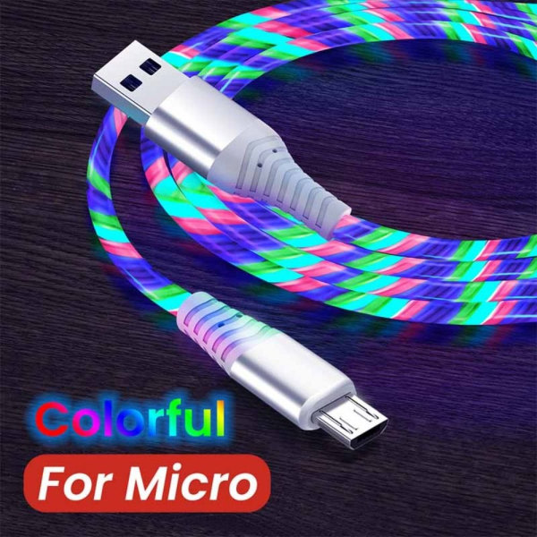 2 stk Streaming Datakabel Mobiltelefon Ladekabel Flerfarget Micro-Micro Multicolor Micro-Micro