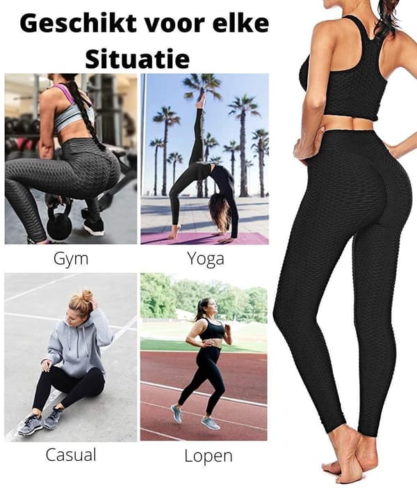 Grå TikTok shape leggings – hög midja, anti-celluliter, push up rumpa, bekväm passform