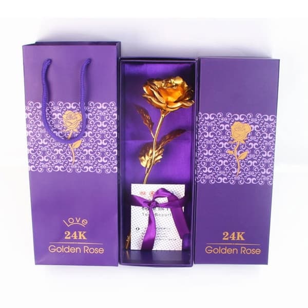 24 Karat Gullbelagt Rose Gullrose 24k i Gaveeske—pa