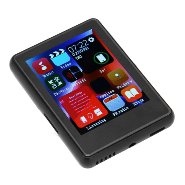 MP3-spiller Bluetooth 5.0 HD Full Touch Screen-støtte Opptak av musikkspiller med FM-radio Elektronisk bokhøyttaler Svart 4+256GB (minnekort)