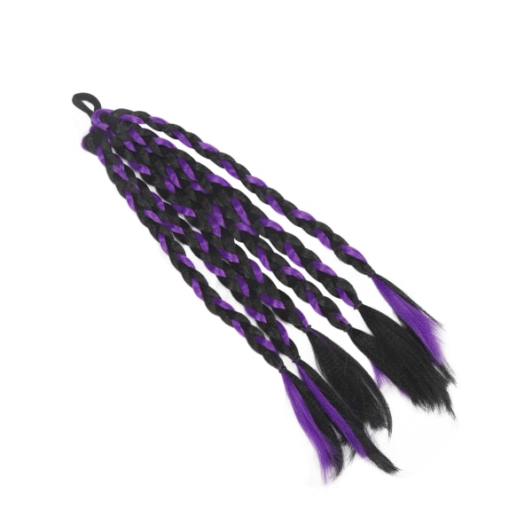 Punottu poninhäntäpidennys, pitkä pehmeä nyrkkeily, punottu poninhäntäpidennys naisille lapsille päivittäiseen käyttöön Balck Purple