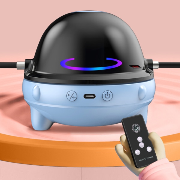 Hoppetaumaskin Bluetooth Musikk LED Automatisk Smart Elektrisk Hoppeutstyr for Innendørs Utendørs Blå