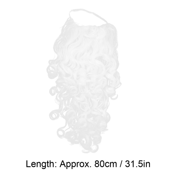 Julenisseparykk Skjegg Hvit krøllete skjeggparykk til julefest Cosplay Prop 80cm