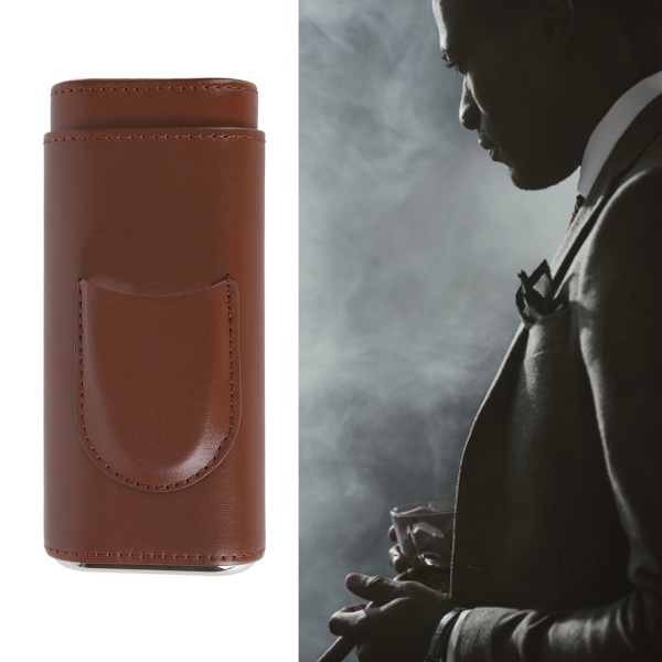 Cigaretui med 3 fingre Mode Elegant imiteret læder Letvægts bærbar cigarhumidorboks til rejser daglig kaffe