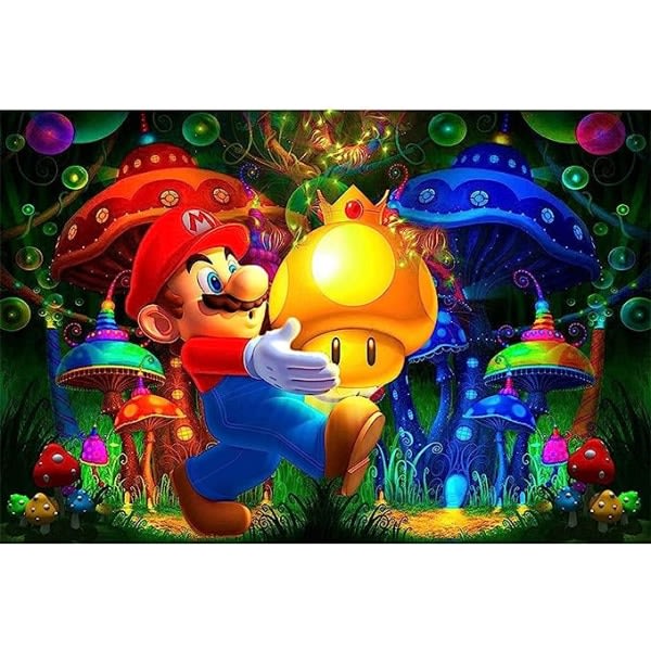5D diamantmålningssatser för vuxna Super Mario, diamantmålning med diamanter, måla efter nummer kit med strass, 30,5 x 40,6 cm