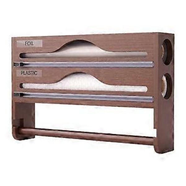 Wrap Dispenser Bambus Aluminiumfolie og Bagepapir Opbevaring