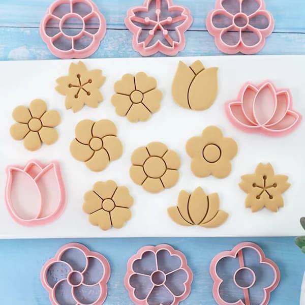 8 stk/sett Blomst Form Kakeform Kakeutstikkere Bakeverktøy Fest