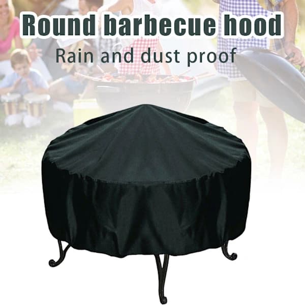 Rund Bålstedsovertræk Vandtæt UV-resistent Polyester til Udendørs Terrasse Bålfad 76 x 30 cm Sort 76*30cm