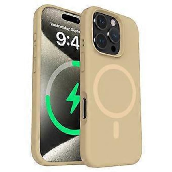 Kompatibelt magnetisk etui til iPhone 16 Pro med mikrofiberforing PC+flydende silikone telefoncover