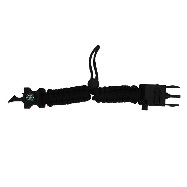 Paracord Armband Justerbart Emergency Survival Armband Gear 5 i 1 Multi för Wilderness AdventureBlack