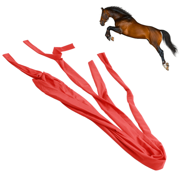 Förlängningar Flätad häststjärtlindning polyester Vackert skyddande avvisande myggskydd för hästar Röd
