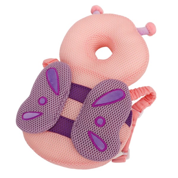 Baby päänsuojareppu, eläimen muotoinen PP-puuvillatäyttö toddler kävelyturvatyyny, vaaleanpunaiset perhoset