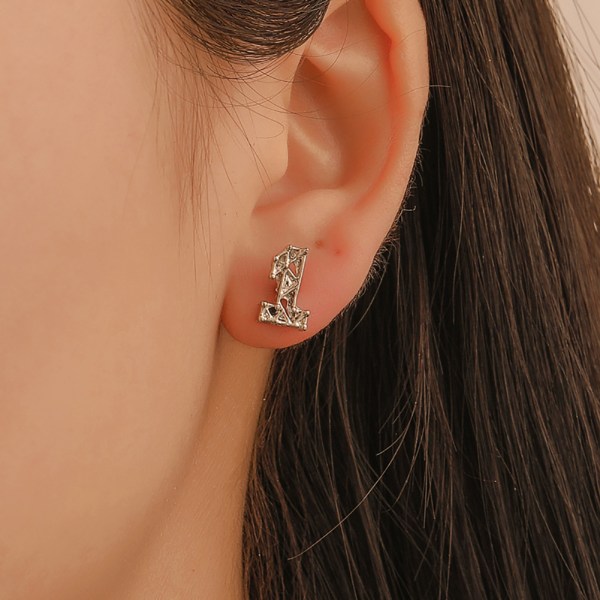 Moderigtigt Kvinder Pige Digital Ear Stud Øreringe Dekoration Smykker Tilbehør