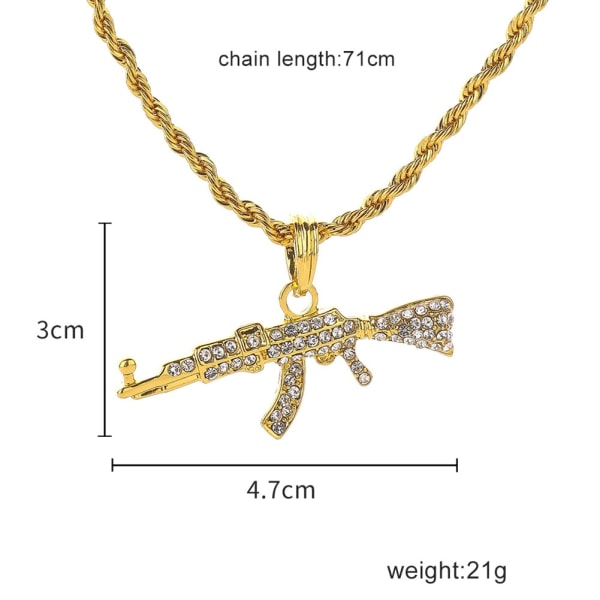 X1449 EU & US stil mann hip-hop lang halskjede choker for mannlige smykker tilbehør (gyldent)