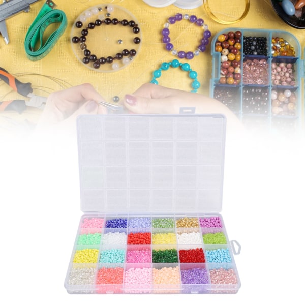 Runda glaspärlor 3 mm 24 färger ren färg blandade glas- och bokstavspärlor Kit för att tillverka smycken