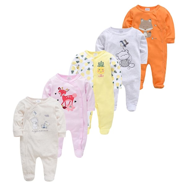 Vår Baby Pyjamas Flickor Pojkar Jumpsuit 100% Bomull Andningsbar Mjuk Overall Auburn Auburn Auburn 9-12M