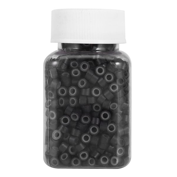 1000 kpl/pullo Silikonivuoratut höyhenen hiustenpidennyshelmet linkkirenkaat (tummanruskea)