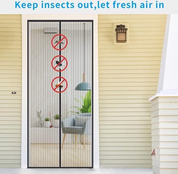 Magnetisk fluenetdør med automatisk lukning til balkon og terrasse, sort, 120 x 240 cm