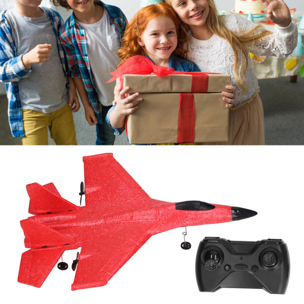 RC Glider Plane Vattentät, droppbeständig fjärrkontroll med dubbla motorer Fighter flygplan med LED Färgglada ljusstaplar Röd 1 batteri med 1 reservbatteri