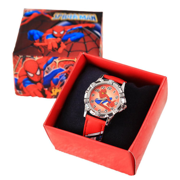 Spider-man Superhero Watch Faux Läder Armband Quartz Klockor Barn Barn Present Red