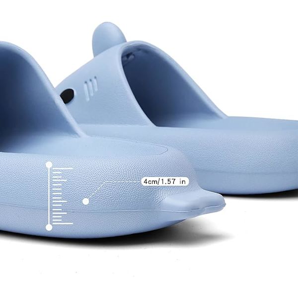 Herre- og damesandaler i hajform - sommer sandaler med åben tå, skridsikre badesandaler til strand og pool med tyk sål Blå Blue 44/45