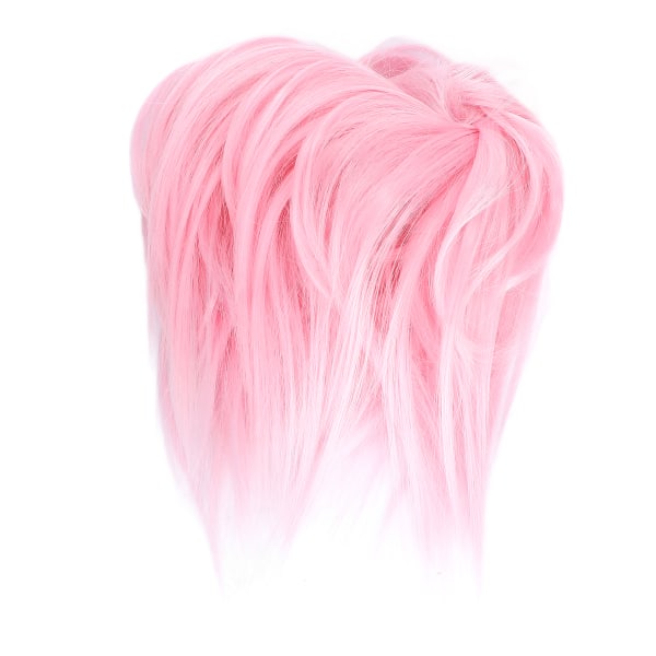 Pjusket hår knolde paryk Justerbar naturligt elastisk bånd rodet bolle hårstykker til kvinder piger#Q17?Lys Pink