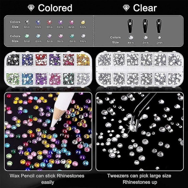 4000 Strasssten, 2 x 25 ml Lim til Strasssten, 1 Vaxpen