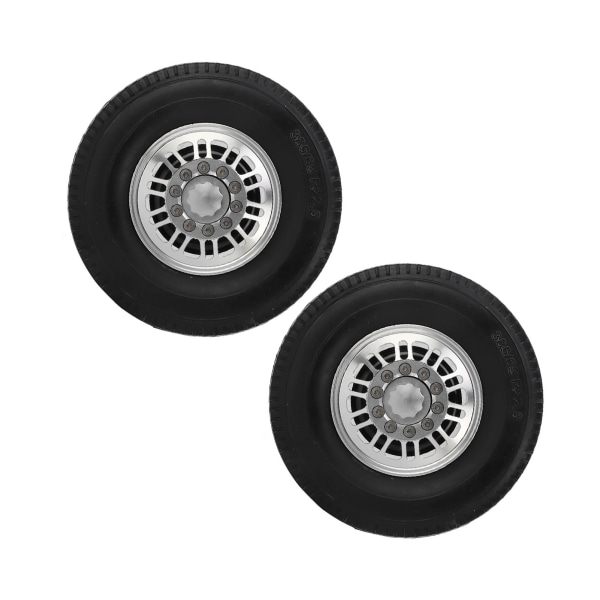 2 stk RC dæk og hjulnavsæt aluminiumslegeringsfælge Hub gummidæk udskiftning til Tamiya 1/14 dumper
