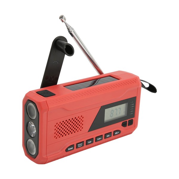 Nødradio HD LCD Håndsveiv Bærbar AM FM WB NOAA Radio med SOS Alarm Lommelykt 4500mAh batteri for utendørs