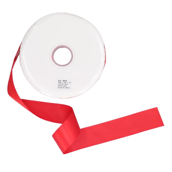 298 fot rött band 3,8 cm bredd högdensitet rött satinbandsrulle för blomsteromslag bröllopsdekoration