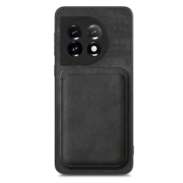 Magnetisk kortholder mobildeksel for OnePlus 12 5G - Perfekt Svart Black