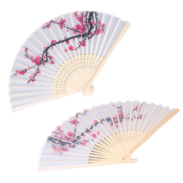 10 stk Sakura Folding Hand Fan Bærbar Bambus Silke Hånd Fan til Dansefest Performance