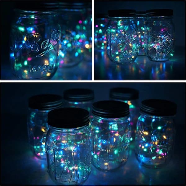 Mason Jar Solcellelys Utendørs, Solcelle Fairy String Locks Lys, Vanntett lykt Mason String Solcellelys med henger (4 farger)