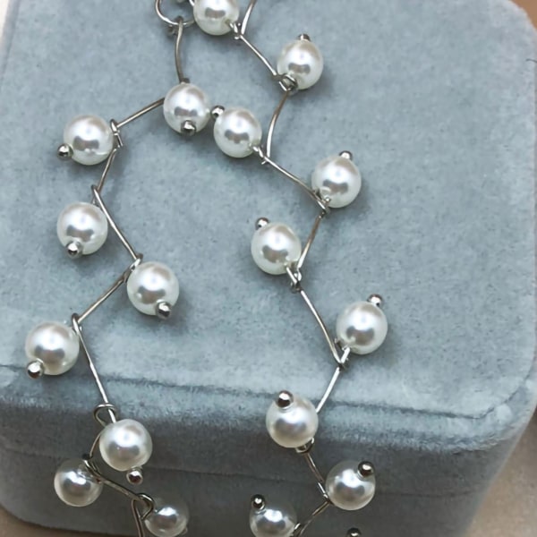 Kunstig perlebeinkjedehalssmykker Faux Pearl Collarbone Halskjede for damer Sølv
