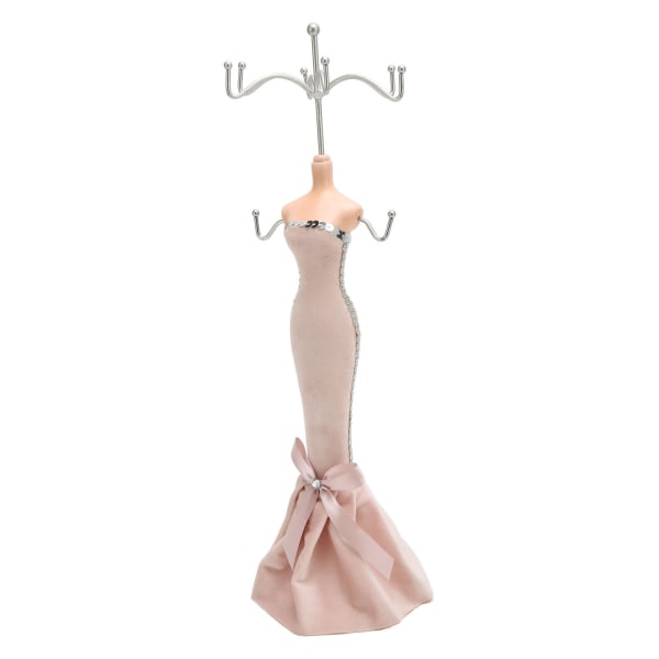 Mannekiinisormus ripustettava torni pitkä bodycon mekko olkaimeton mallinukke korvakoru näyttö torni vaaleanpunainen