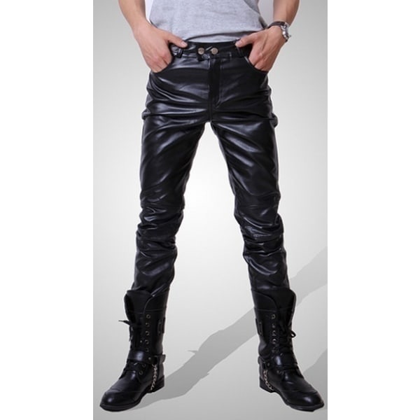 Herremode Casual PU-læderbukser Plus Size black 35 (waist 94cm)