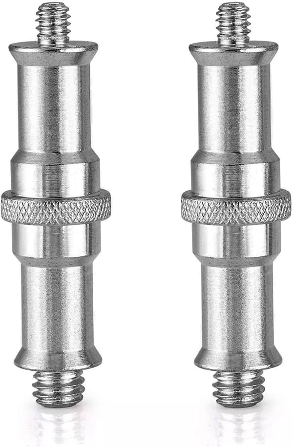 1/4 til 3/8 tommer Metall Hannadapter Gjenget Skrueadapter Spigot Stud for Studio Lysstativ, Adapter, Kulehode, Trådløs Blitsmottaker, 2-pakning