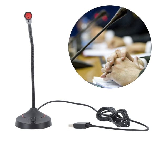 Hanhenkaula-mikrofoni, langallinen, musta 360 astetta poimiva pöytämikrofoni karaokekonferenssin tallennusta varten USB