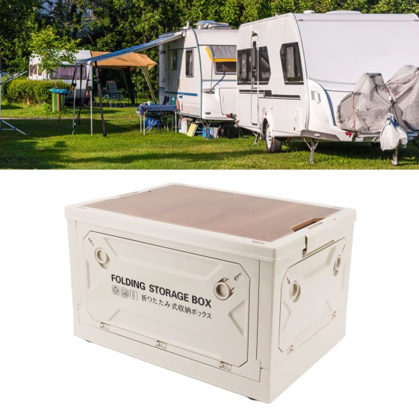 Hopfällbar campingförvaringslåda Remskiva Vattentät 5 sidors öppning Camping Vikbara förvaringskärl för bil utomhus Vit