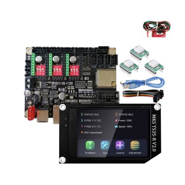 Paris_Makerbase MKS DLC32 V2.1 CNC-styrkort GRBL 32-bitars Offline-styrenhet TS35-R Pekskärm LCD för 3D-gravering