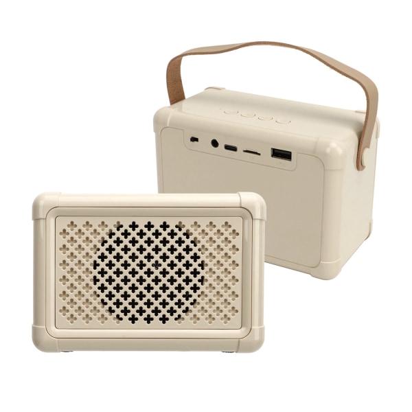 Minikaraokekone kahdella langattomalla mikrofonilla kannettava Bluetooth kaiutin set kotibileisiin hääleirin Beige