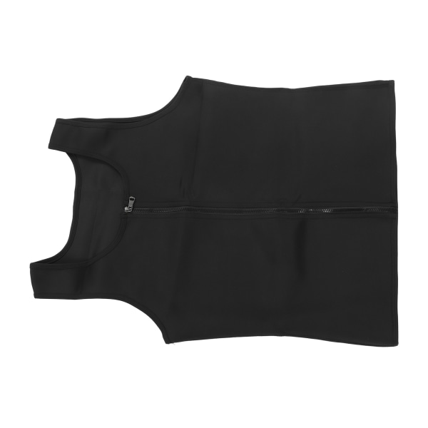Miesten vetoketjullinen Fitness Shapewear -tankkitoppi L-koko, All Black Quick Dry Miesten harjoitteluun laihduttava toppi