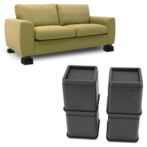 4 st stapelbara möbler och sänghöjare Anti-slip gummidyna lyfter upp riser för bäddsoffa stol