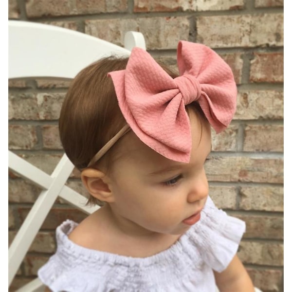 Baby farget rosett Nylon hårbånd Little Baby Party Head Accessoarer rosa