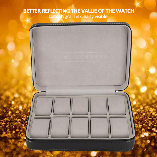PU-nahkainen 10 ristikkovetoketjullinen watch säilytyslaatikko lahjanäyttörasia, watch lisävaruste