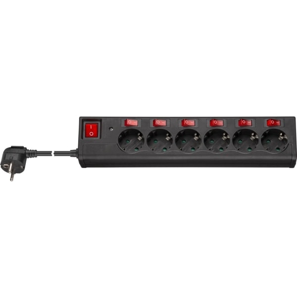 Power strip with surge protection and switch, 6 sockets, 1.5 m