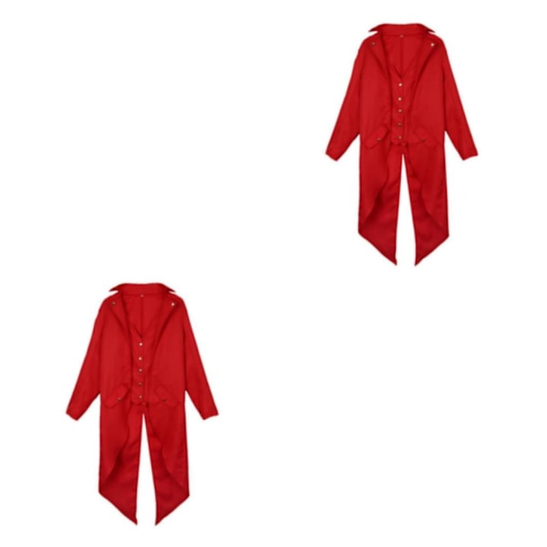 1/2/3 män Steampunk frackjacka gotisk viktoriansk kappa Paty Röd XXXL Red XXXL 2Set