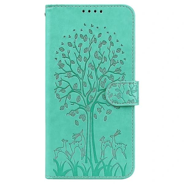 Kompatibelt iPhone 11 Pro Max Skinnveske Deksel Coque - Grønt tre og rådyr null none